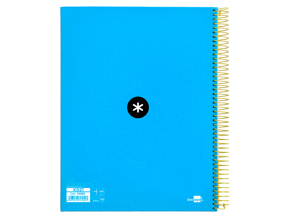 CUADERNO ESPIRAL A4 MICRO ANTARTIK TAPA FORRADA 120H 90 GR CUADRO 5MM 5 BANDAS 4 TALADROS COLOR AZUL