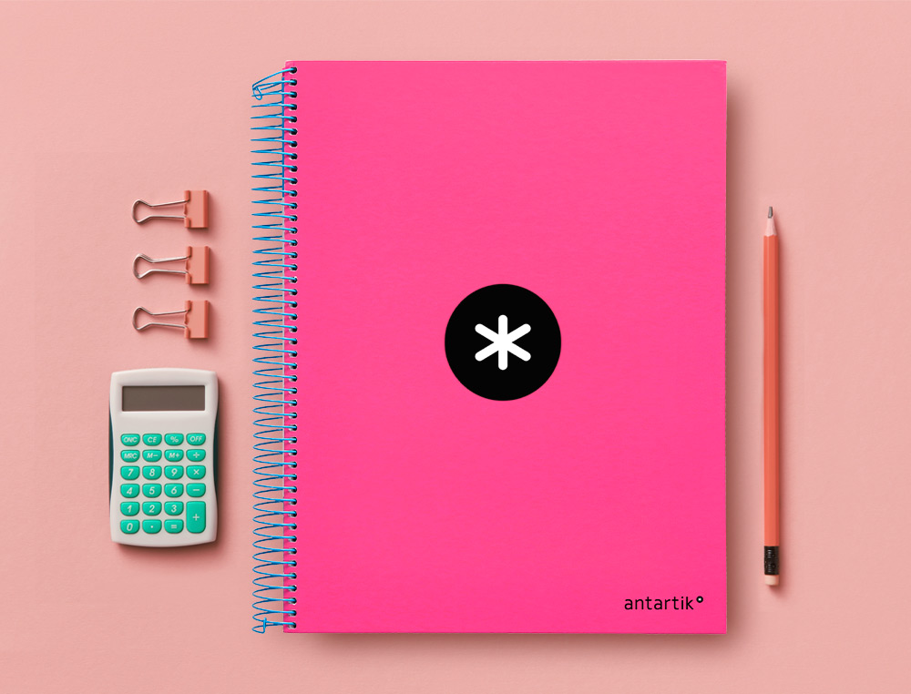 CUADERNO ESPIRAL A4 MICRO ANTARTIK TAPA FORRADA120H 100 GR CUADRO 5MM 5 BANDAS 4 TALADROS COLOR ROSA