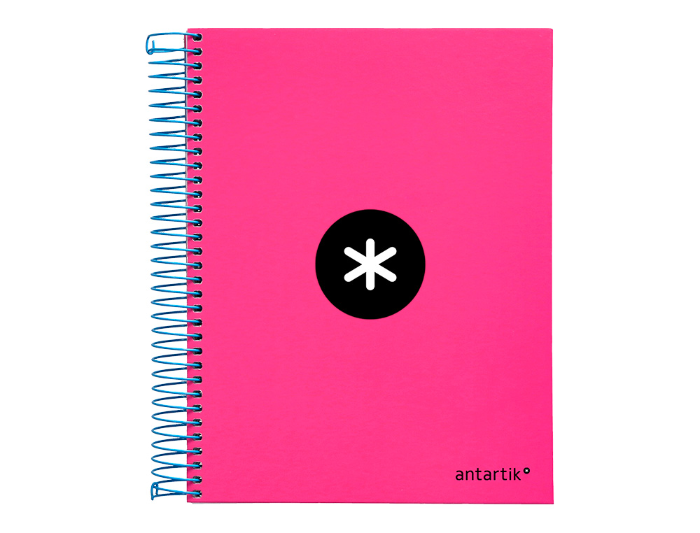 CUADERNO ESPIRAL A5 MICRO ANTARTIK TAPA FORRADA120H 100 GR CUADRO 5MM 5 BANDAS 6 TALADROS COLOR ROSA