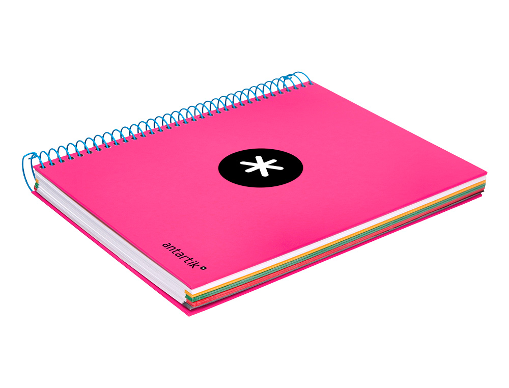 CUADERNO ESPIRAL A5 MICRO ANTARTIK TAPA FORRADA120H 100 GR CUADRO 5MM 5 BANDAS 6 TALADROS COLOR ROSA