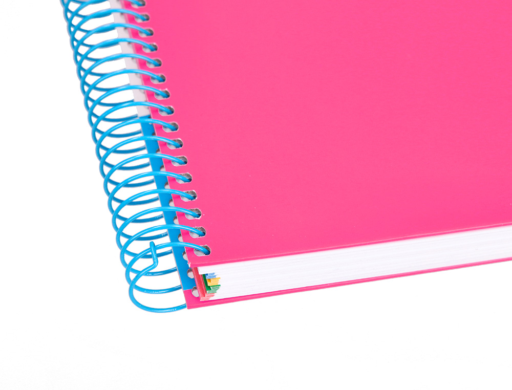 CUADERNO ESPIRAL A5 MICRO ANTARTIK TAPA FORRADA120H 100 GR CUADRO 5MM 5 BANDAS 6 TALADROS COLOR ROSA