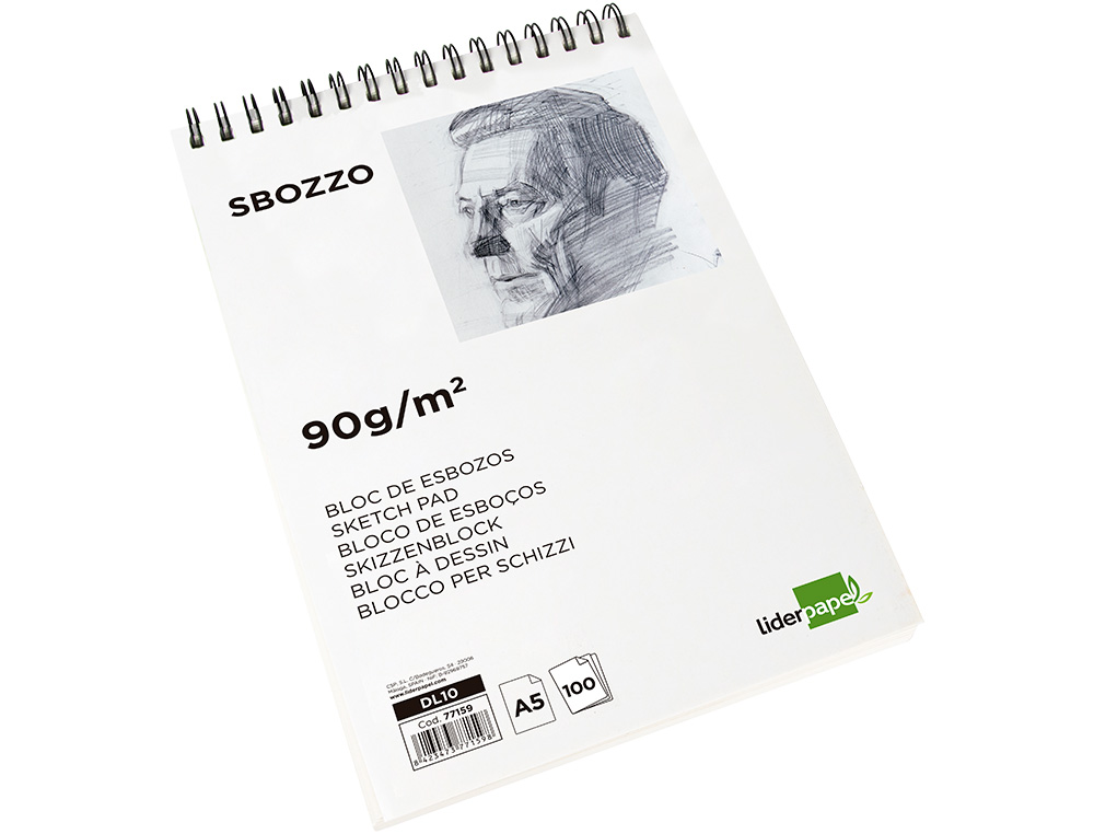 BLOC DIBUJO LIDERPAPEL ESBOZOS ESPIRAL A5 148X210 MM 100 HOJAS 90GR/M2 SIN RECUADRO