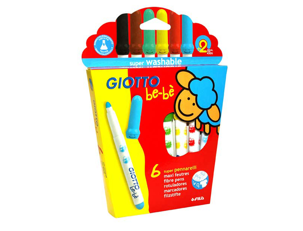 ROTULADOR GIOTTO SUPER BEBE CAJA DE 6 COLORES SURTIDOS